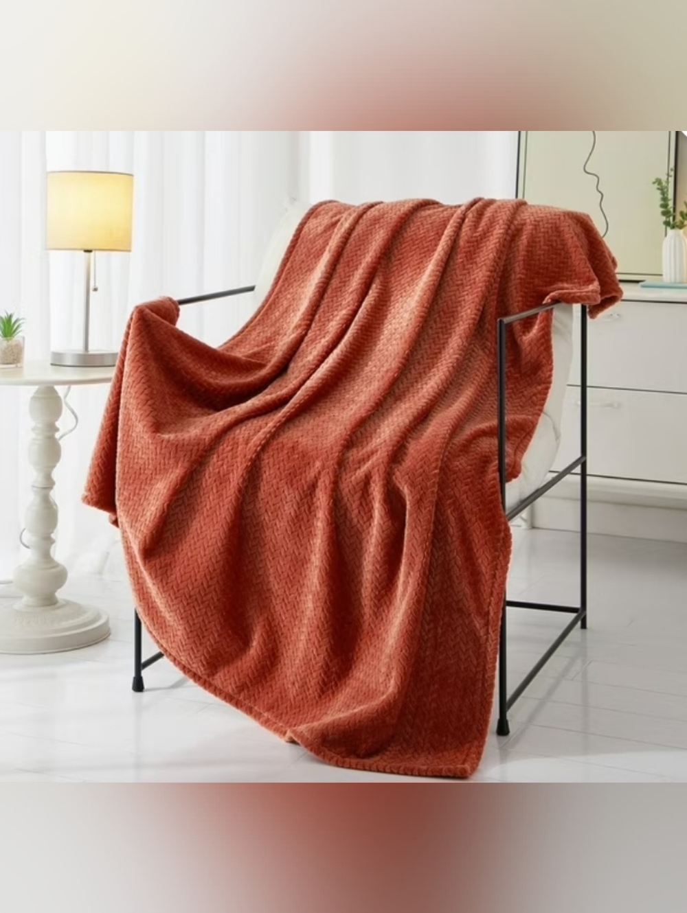 Mainstays Cozy Textured Plush Throw Blanket, Copper